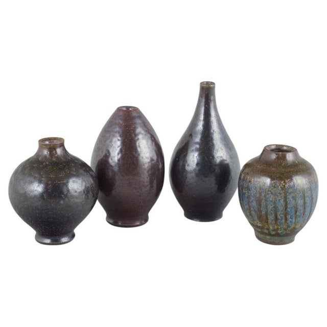 Small Mid-Century Ceramic Vases from Wallåkra Keramik, Sweden, Set of 4 For Sale - Image 5 of 5