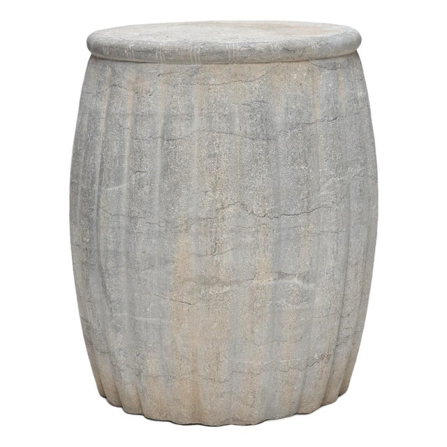 Chinese Limestone Melon Drum Table For Sale