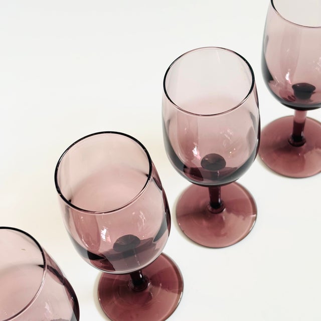 Glass Vintage Purple Wine Glasses - Set of 4 For Sale - Image 7 of 7