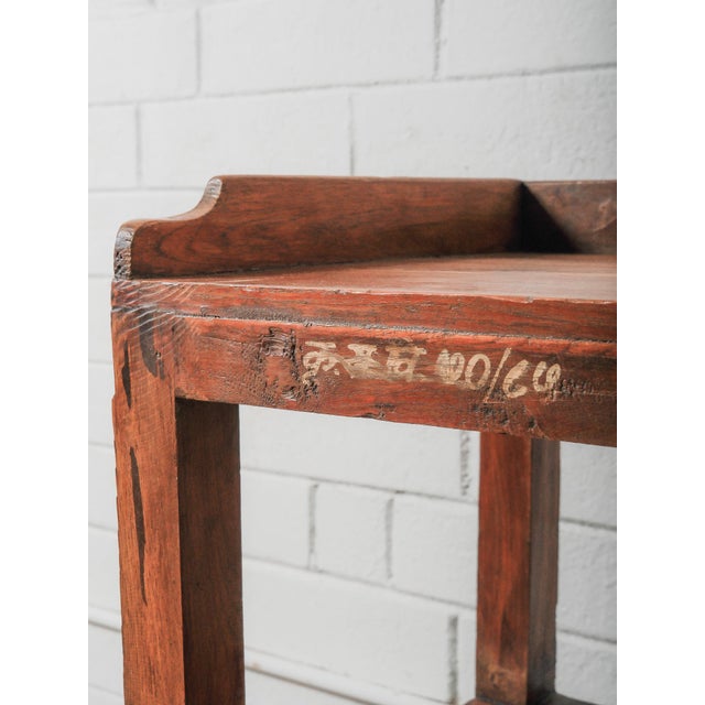 Vintage Solid Wood Three-Tier Open Shelving Unit With Warm Patina For Sale - Image 4 of 5