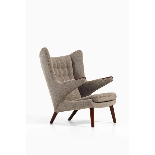 Easy Chair in Rosewood and Reupholstered in Kvadrat Fabric by Hans Wegner, 1950s For Sale - Image 6 of 12
