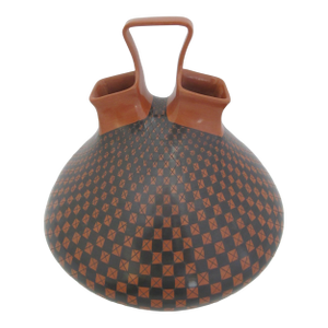 Mata Ortiz Olga Quezada Mexico Geometric Checkerboard Pottery Wedding Vase