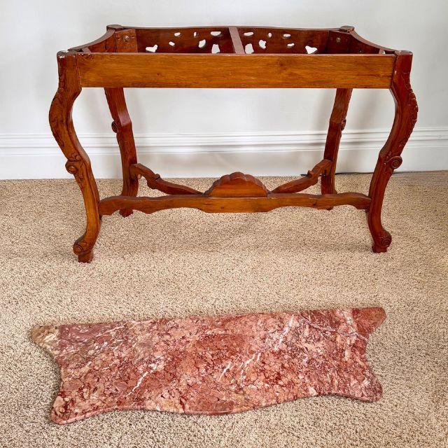 Late 20th Century, Rococo Style Carved Wood and Marble Console Table For Sale - Image 9 of 12