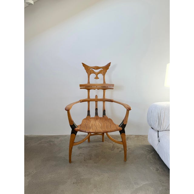 Studio Craft Movement Carved Chair For Sale - Image 9 of 9