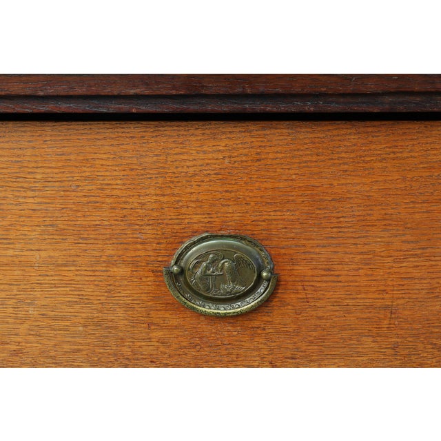 French Louis XVI Oak Commode with Fluted Corner Posts and Brass Handles, 1800 For Sale - Image 11 of 12