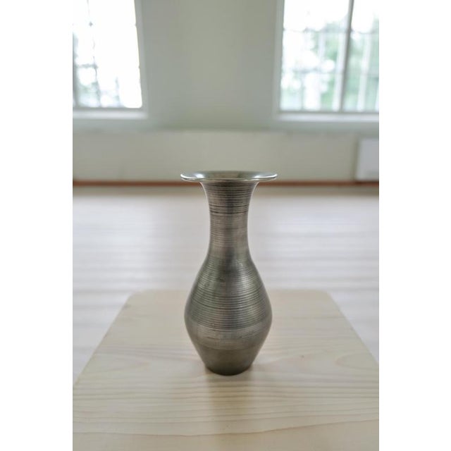 Metal Art Deco Vase and Bowl in Pewter by Edvin Ollers, Sweden, 1950s, Set of 2 For Sale - Image 7 of 13
