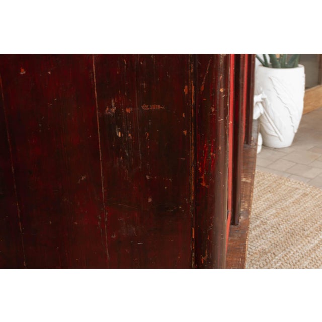 Wood 19th Century Chinese Painted & Lacquered Armoire For Sale - Image 7 of 11