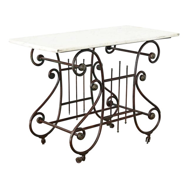French 19th Century Iron & Marble Butcher or Pastry Shop Table For Sale