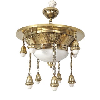 Art Nouveau Ceiling Lamp with Lion Heads, 1900s For Sale