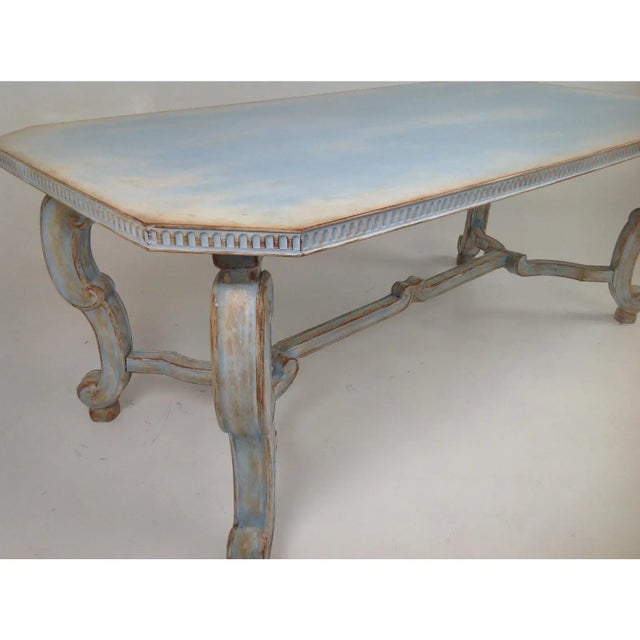 2000 - 2009 Custom Shabby Chic Dining Table With Custom Finish For Sale - Image 5 of 6