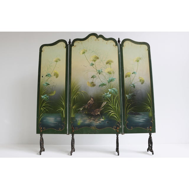 Art Nouveau Jugendstil French Hand Painted Fire Screen Fireplace, 1900s For Sale - Image 12 of 16