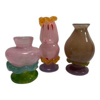1990s Art Glass Bud Vases by Arien - Set of Three For Sale