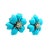 Circa 1980s Italian 18k White Gold Persian Turquoise and Diamond Floral Earrings For Sale In Miami - Image 6 of 12