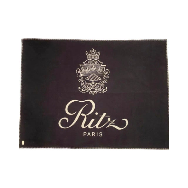 Ritz Paris Hotel X Frame Blanket Navy Blue Cashmere Wool For Sale - Image 9 of 10