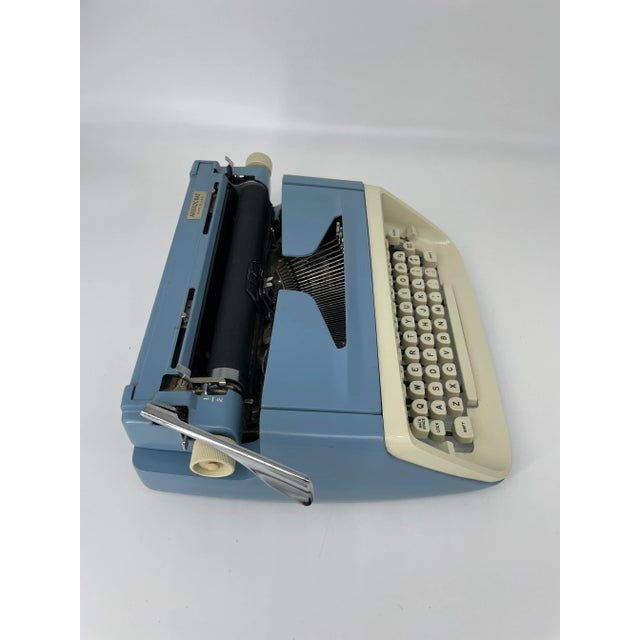 1960s Vintage Blue Royal Aristocrat Portable Typewriter With Case For Sale - Image 5 of 12