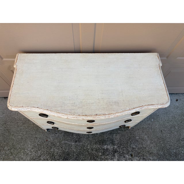 Wood Swedish Gustavian Serpentine Painted Chest of Drawers For Sale - Image 7 of 15