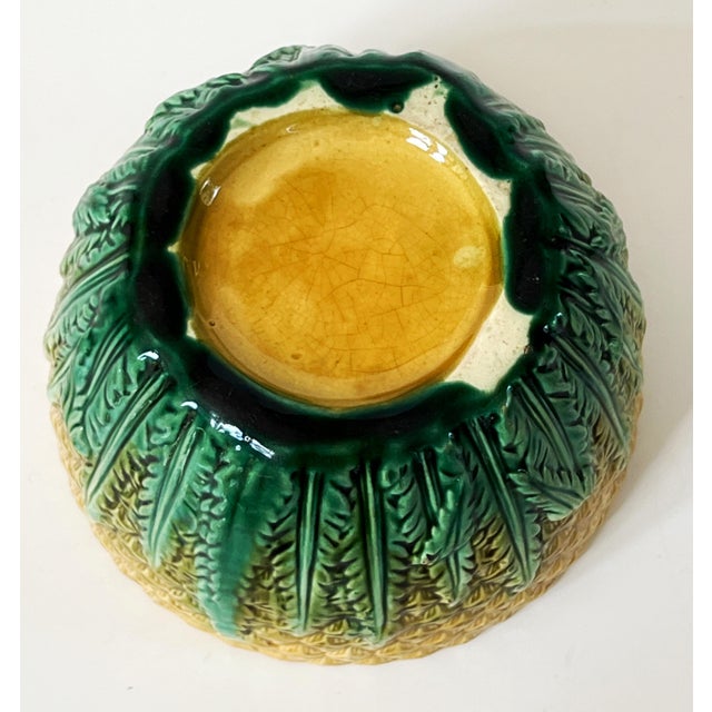 Victorian Antique 19c Majolica Pineapple Pattern Bowl C1880s For Sale - Image 3 of 3