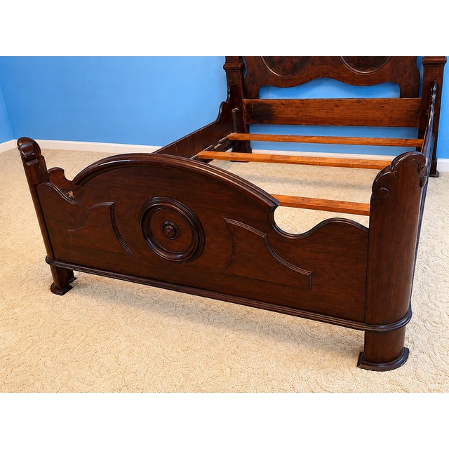 Victorian Victorian Antique 1860 Half Tester Queen Size Canopy Bed For Sale - Image 3 of 5