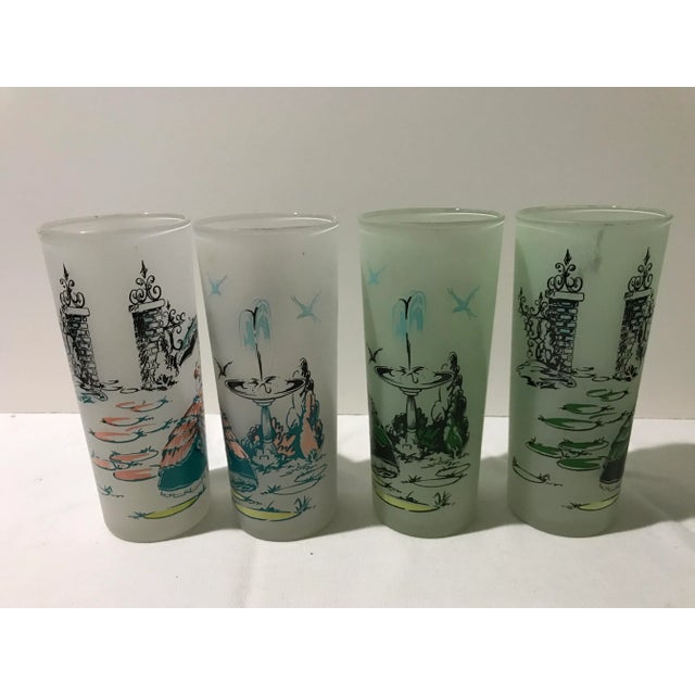 Libbey Glass Co. 1950s Libbey Satin Pastel Frosted Victorian Southern Belle Iced Tea Tumblers/Tom Collins - Set of 8 For Sale - Image 4 of 8