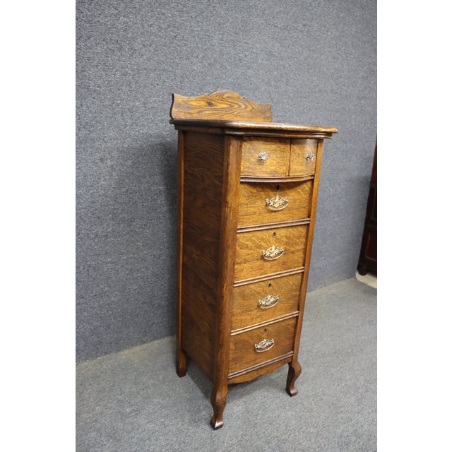 Victorian Quarter Sawn Oak Lingerie Chest For Sale In Philadelphia - Image 6 of 9