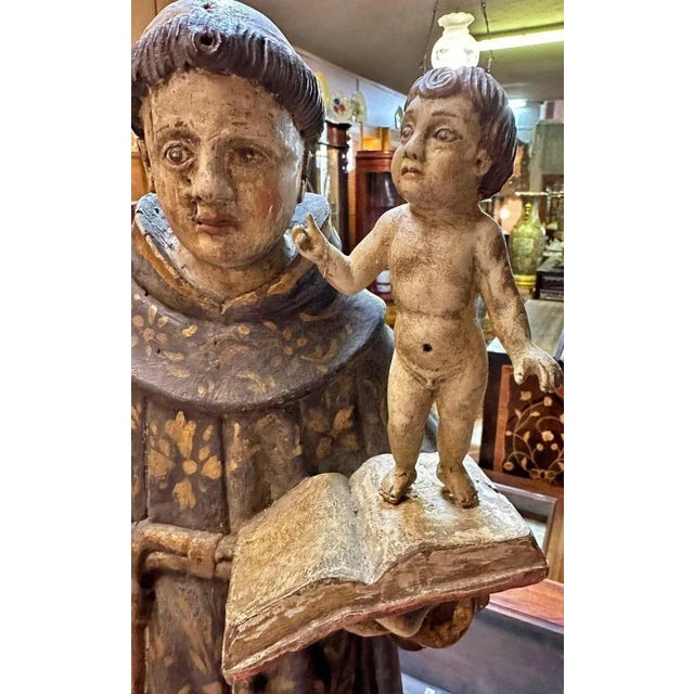 Spanish Artist, Saint Antony and Jesus, 17th Century, Wood For Sale - Image 5 of 10