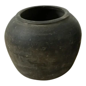 1970s Small Black Pottery Jar