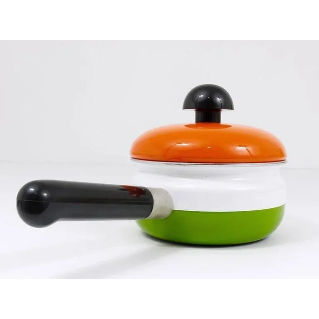 Carl Auböck Enameled Pot with Lid attributed to Carl Auböck for Riess, Austria, 1970s For Sale - Image 4 of 9