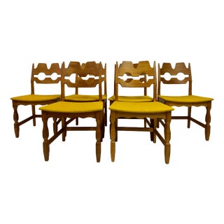 Danish Razorblade Oak Dining Chairs by Henning Kjaernulf, 1960s, Set of 6 For Sale