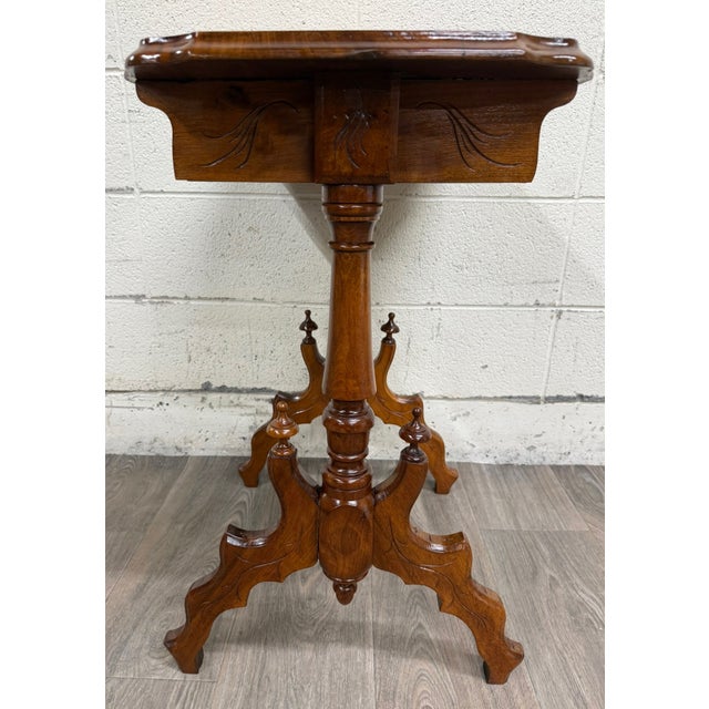 Brown Antique Victorian Eastlake Aesthetic Movement Walnut Side Table Parlor Table For Sale - Image 8 of 10