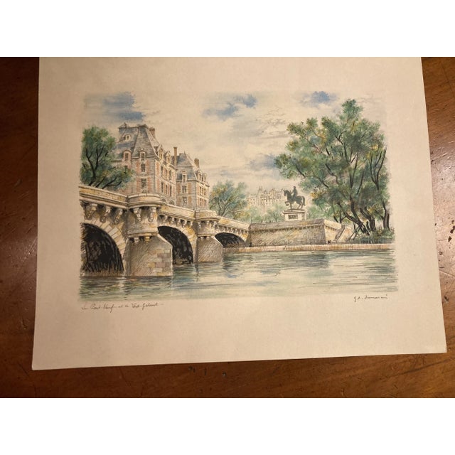 Ecru Antique Le Pont Neuf Et La Vert Galant Color Print on Paper For Sale - Image 8 of 10
