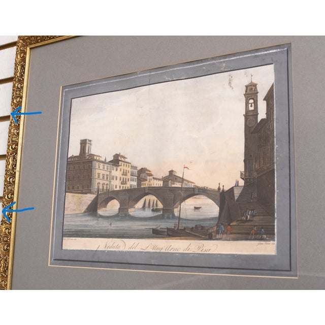 Signed Framed Watercolor Italian Canal Scene Engraving For Sale In Philadelphia - Image 6 of 8