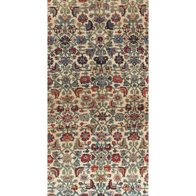 Antique Persian Bidjar Carpet With Ivory, Rose, Green, Blue 3'10"x6'0" For Sale - Image 4 of 7