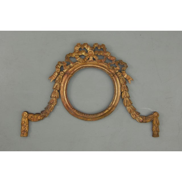 Antique Circa 18th-19th Century French Neoclassical Giltwood Frame Filigree Hand Carved Ribbon Mirror Frame For Sale - Image 15 of 15