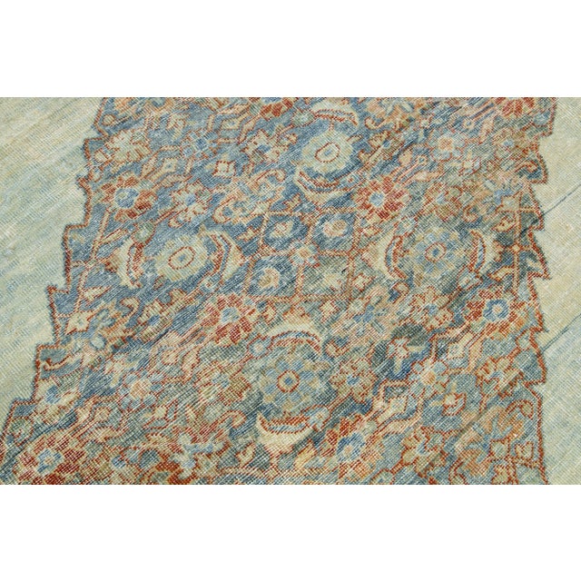 Blue Antique Mahal Handmade Wool Rug With Allover Pattern For Sale In New York - Image 6 of 9