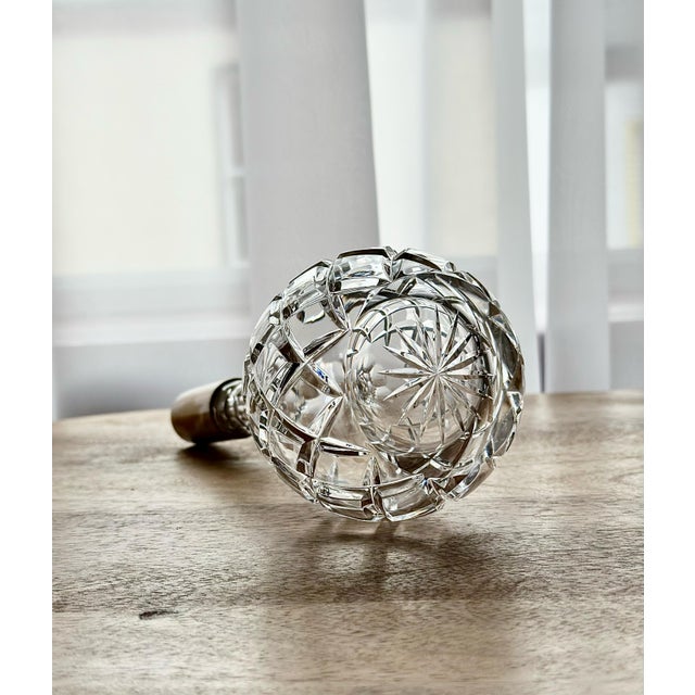 Glass Victorian Cut Crystal Decanters with Brass Collars, 1930s, Set of 2 For Sale - Image 7 of 11