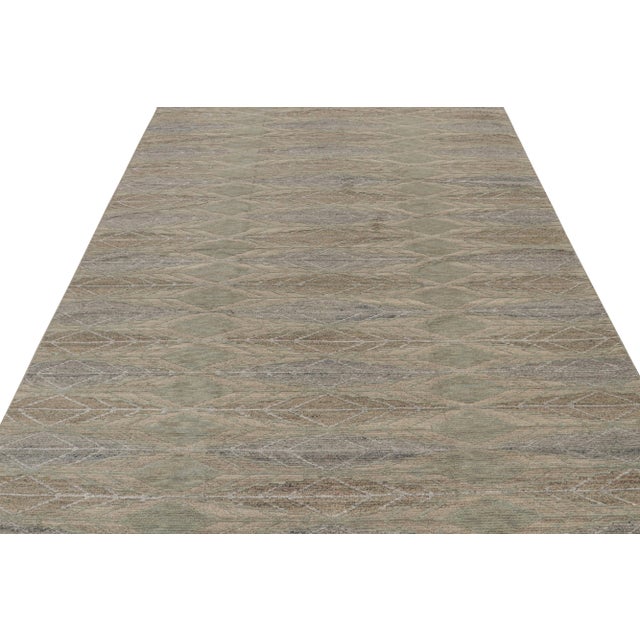 Contemporary 2010s Rug & Kilim’s Scandinavian Style Rug in Beige, Brown & Gray Geometric Patterns For Sale - Image 3 of 8