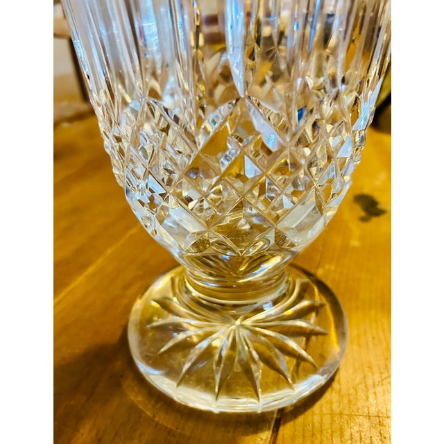 Traditional Authentic Waterford Crystal 14” Flared Vintage Vase Heavy Cut Starburst For Sale - Image 3 of 12