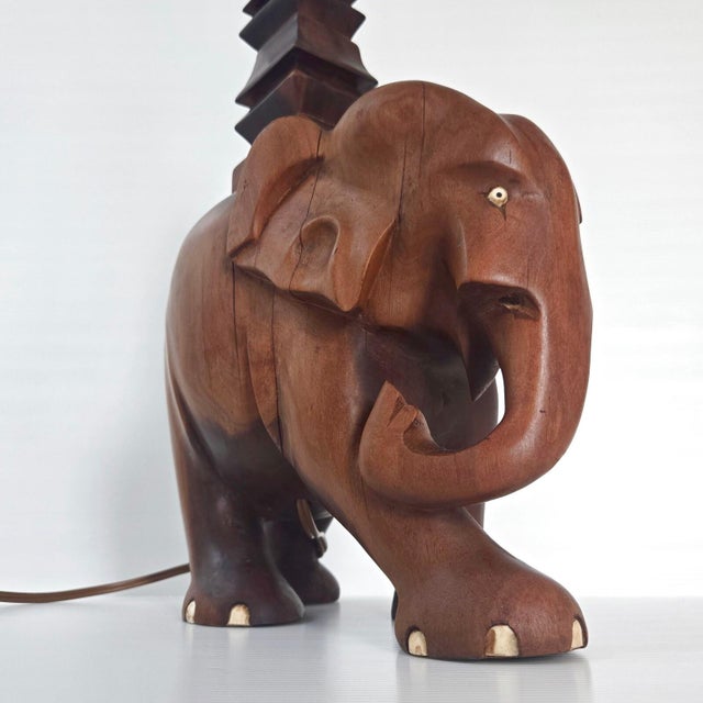Vintage Art Deco Elephant Lamp in Wood, 1940s-1950s For Sale - Image 12 of 16