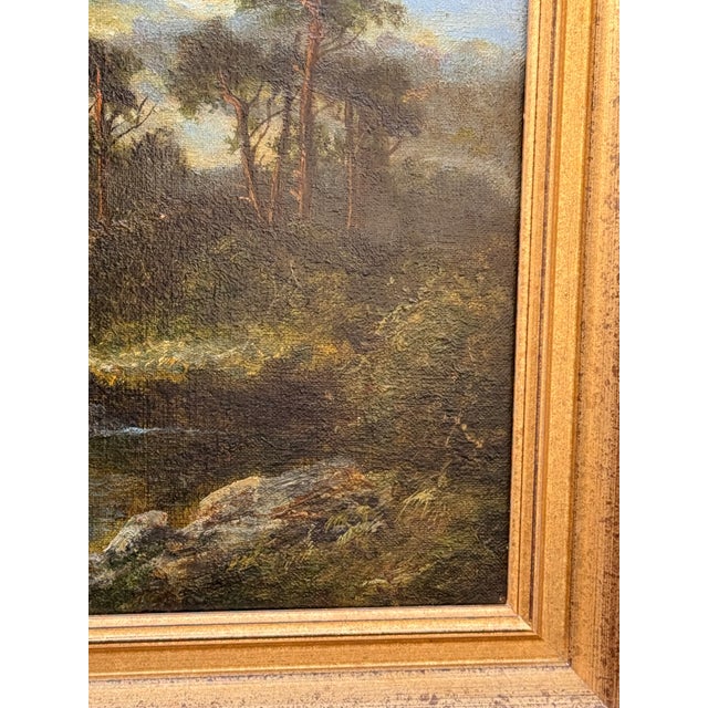 Paint Antique English Oil on Canvas Signed, William Langley For Sale - Image 7 of 8