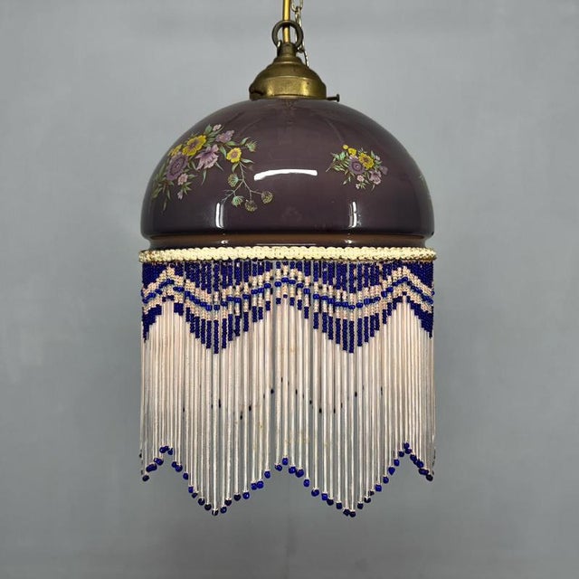 Small Vintage Pressed Glass Pendant Light, Former Czechoslovakia, 1970s For Sale - Image 10 of 11