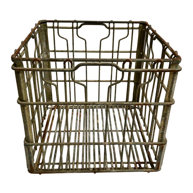 1960s Industrial Metal Milk Crate Chairish