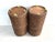 Wood Rattan and Woven Cane Coffee Table and Stools in the style of Audoux Minet, France, 1950s, Set of 5 For Sale - Image 7 of 9