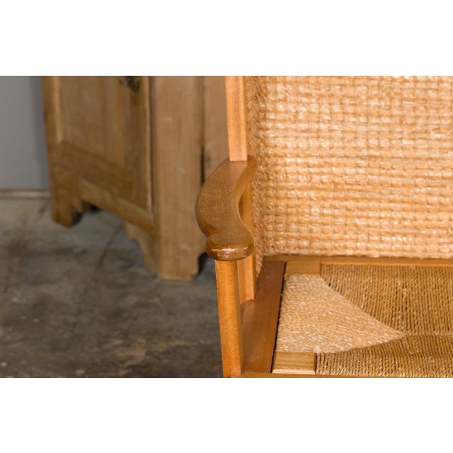 Orkney Island Midcentury Scottish Canopy Chair with Hand Woven Straw Back For Sale - Image 10 of 12