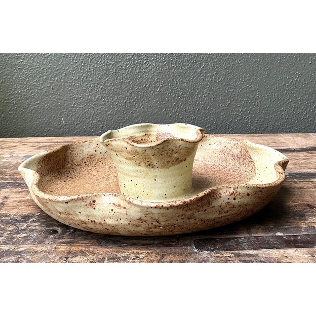 Vintage Studio Pottery Speckled Ceramic Appetizer Bowl For Sale - Image 12 of 14