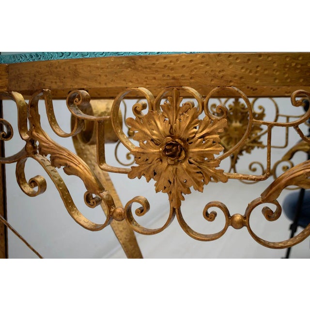 Gold Italian Mirrored Glass and Wrought Iron Dressing Table by Pier Luigi Colli, 1950s For Sale - Image 8 of 17