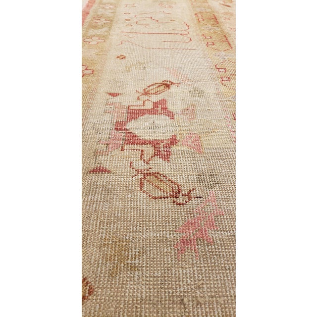 Antique Oushak Carpet, Handmade Turkish Oriental Rug, Beige, Coral, Soft Colors For Sale - Image 9 of 18
