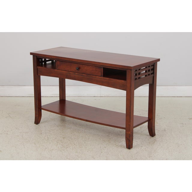 Arts & Crafts Arts & Crafts 2 Tier 1 Drawer Cherry Sofa Table For Sale - Image 3 of 13