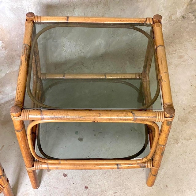 Vintage Rattan Bedside Tables, 1980s, Set of 2 For Sale - Image 6 of 9