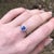 Metal Ceylon Sapphire Ring W Earth Mined Diamonds in Solid 14k White Gold Oval 6x4mm, Size 6.75 For Sale - Image 7 of 10