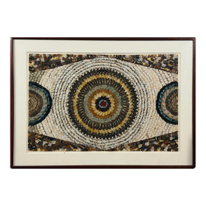 Vintage Abstract Folk Art Collage Composition in Butterfly Wings, Framed
